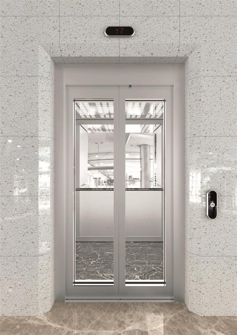 2 Panel Merkezi Çerçeveli Cam Kat Kapısı/ 2 Panel Central Framed Glass Panel Landing Door