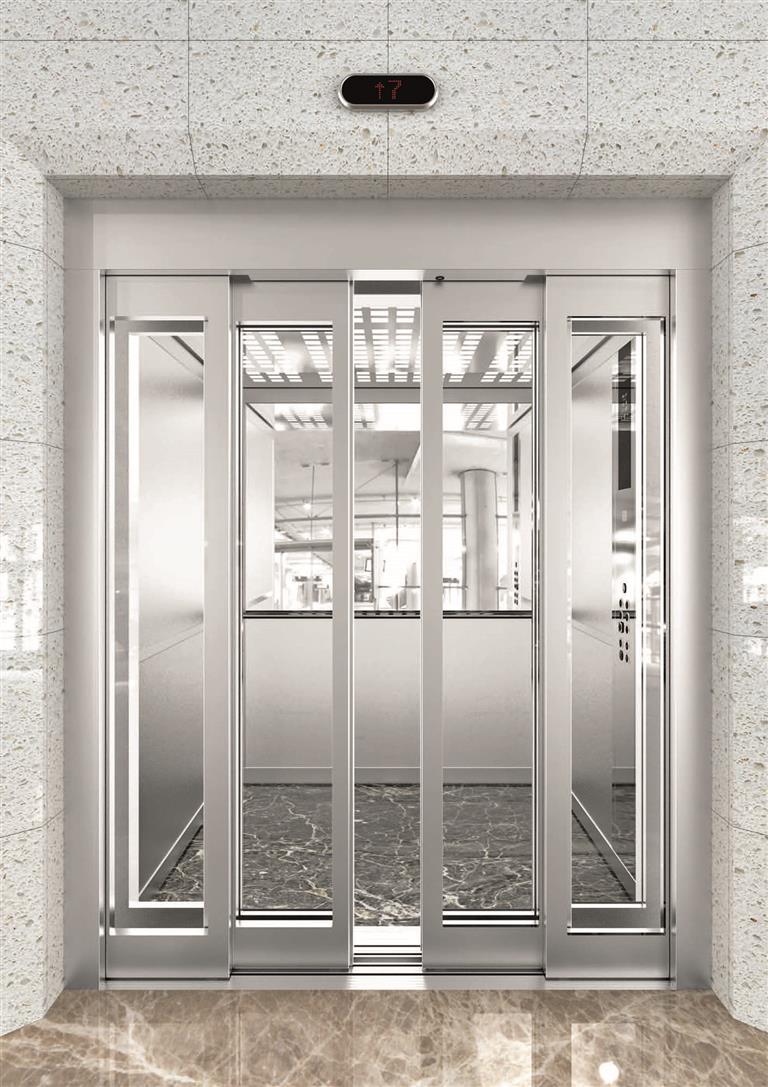 4 Panel Merkezi Çerçeveli Cam Kat Kapısı/ 4 Panel Central Framed Glass Landing Door