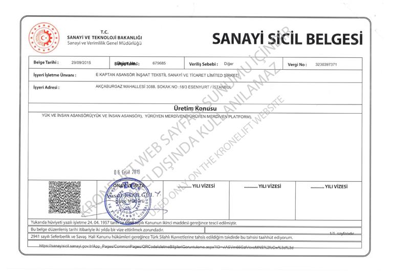 Sanayi Sicil - Industry Registration