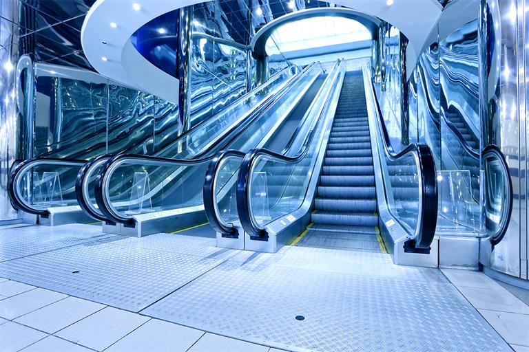 Escalator and Marching Band.